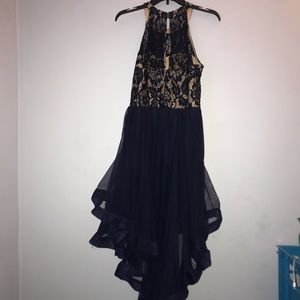 Blue high low prom dress